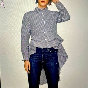 Zara Striped High Low shirt